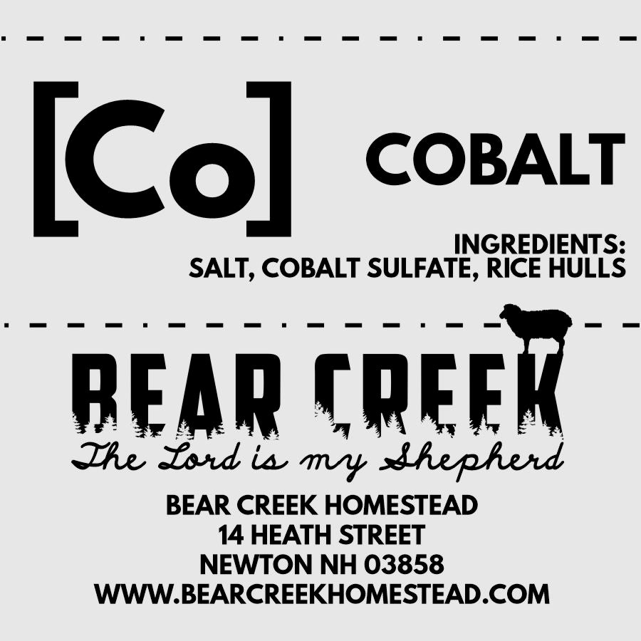 Loose mineral label for sheep, goat, cattle, cow, swine. Cobalt for feeding free choice to livestock.