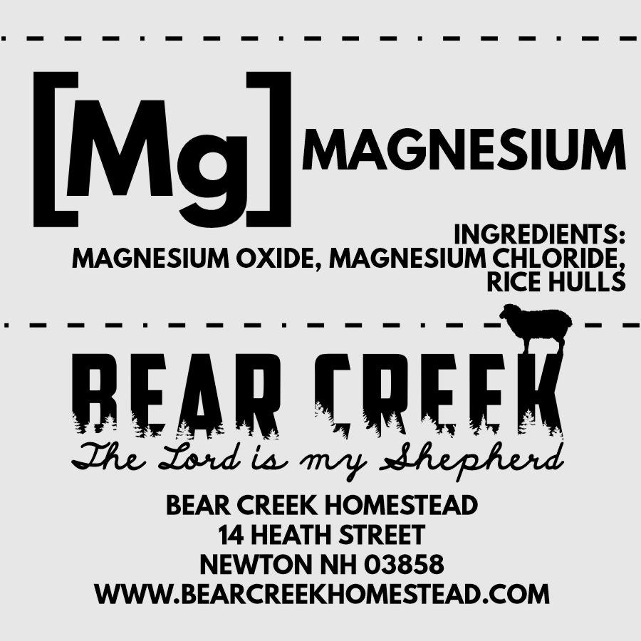 Loose mineral label for sheep, goat, cattle, cow, swine. Magnesium.