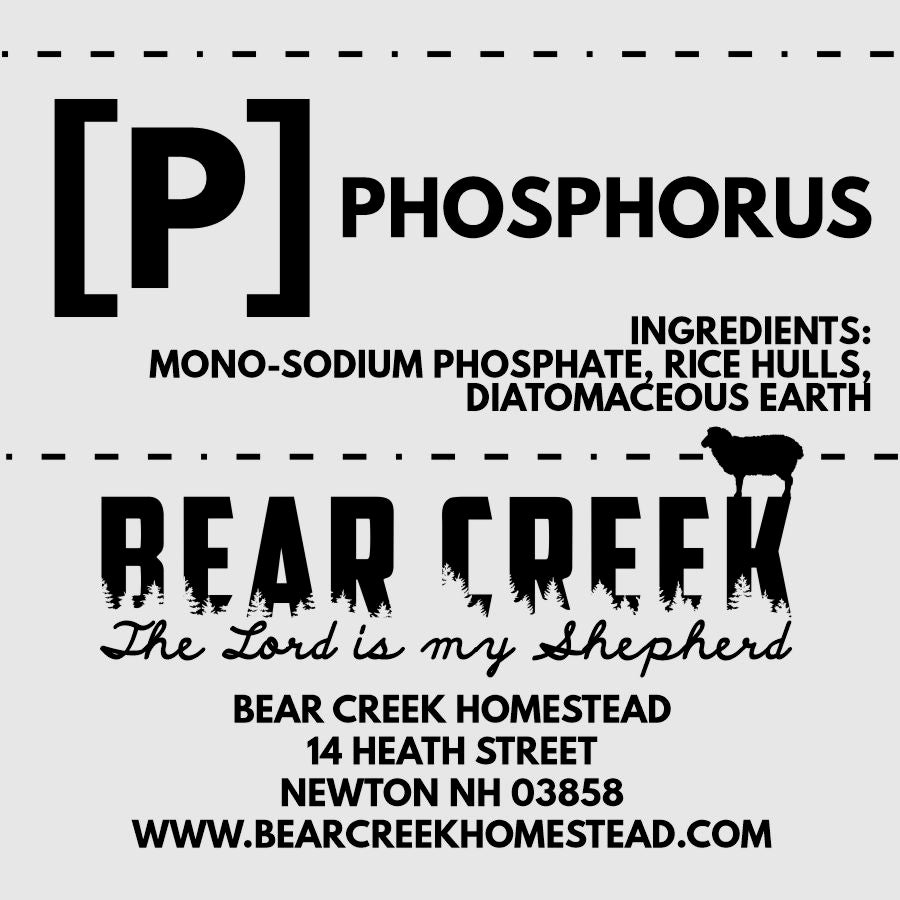 Loose mineral label for sheep, goat, cattle, cow, swine. Phosphorus for free choice feeding to livestock.