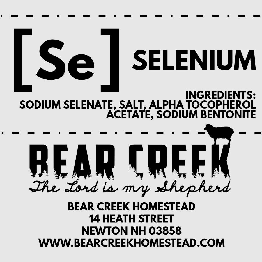 Loose mineral label for sheep, goat, cattle, cow, swine. Selenium formula
