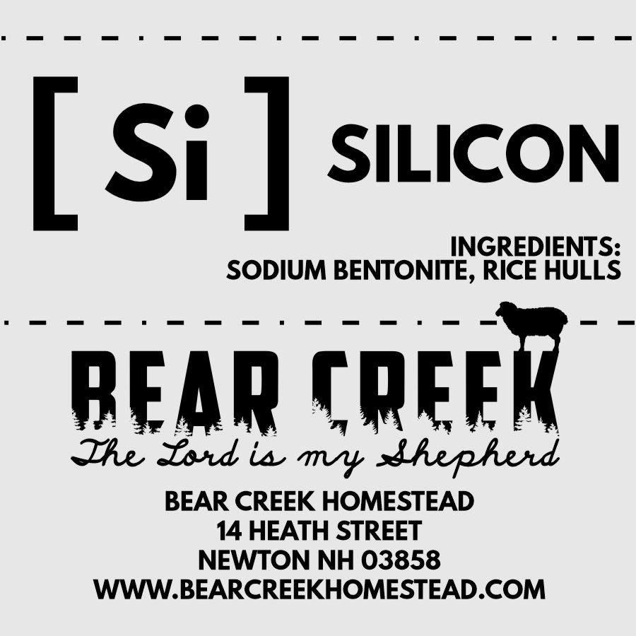 Loose mineral label for sheep, goat, cattle, cow, swine. Silicon