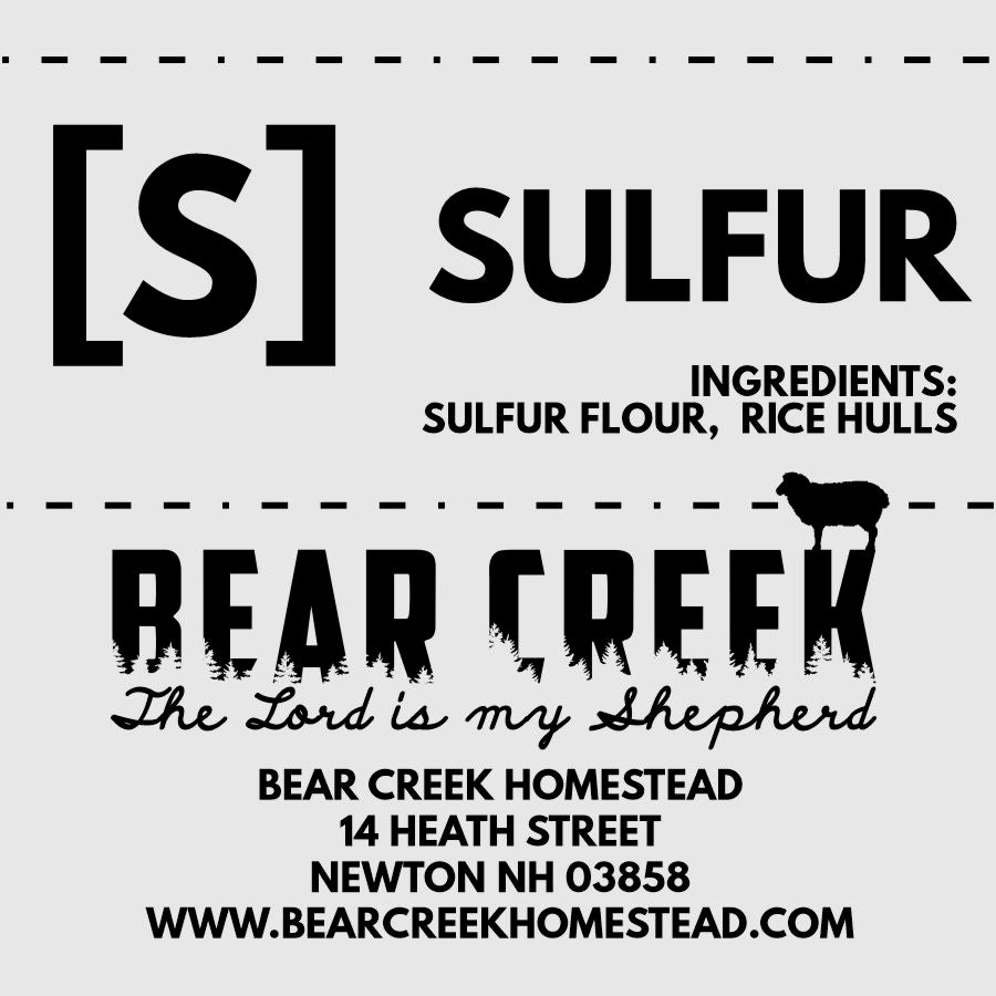 Loose mineral label for sheep, goat, cattle, cow, swine. Sulfur for feeding free choice to livestock.